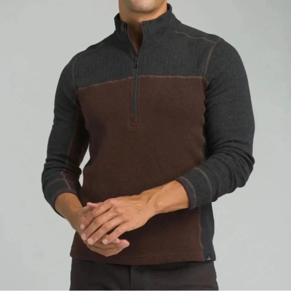 PRANA WENTWORTH 1/4 ZIP. Gray/Rust. Size XXL